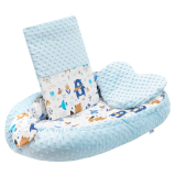 Luxusní hnízdečko pro miminko s peřinkami New Baby Srdíčko modré