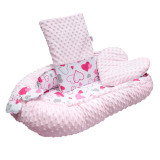 Luxusní hnízdečko pro miminko s peřinkami New Baby Srdíčko růžové srdce