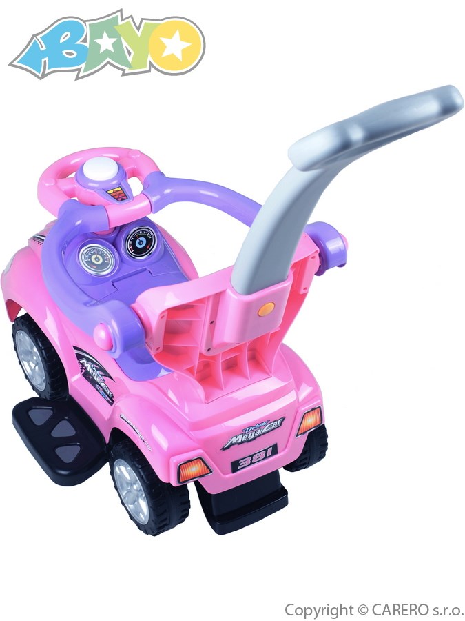 Dětské jezdítko se vodící tyčí 3v1 Baby Mix Mega Car žluté