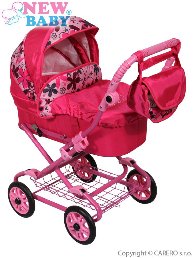 Hluboký kočárek pro panenky New Baby růžový
