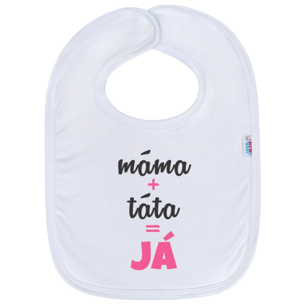 Bryndáček bavlněný New Baby máma+táta=JÁ růžový