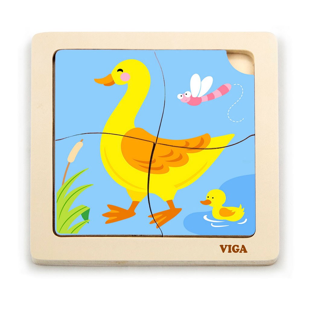 Dřevěné puzzle pro nejmenší Viga 4 ks kačenka