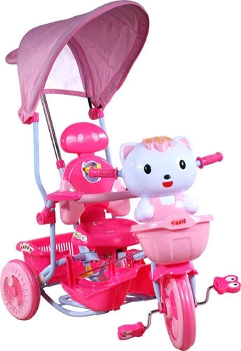 ARTI tříkolka s vodící tyčí Kočička pink