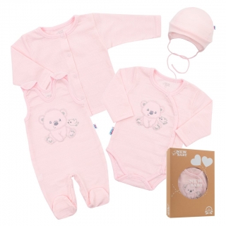 4-dílná souprava do porodnice New Baby Sweet Bear 62 růžová