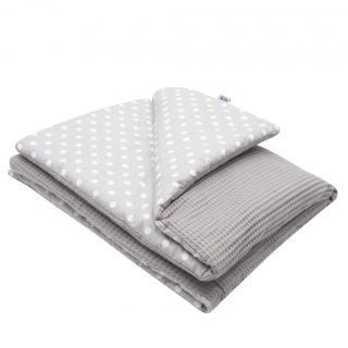 Dětská deka s výplní New Baby Vafle šedá puntíky 80x102 cm