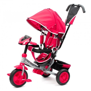 Tříkolka s vodící tyčí a LED světly Baby Mix Lux Trike růžová