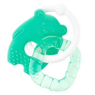 Dětská silikonová kousátka Akuku medvídek a čtverec