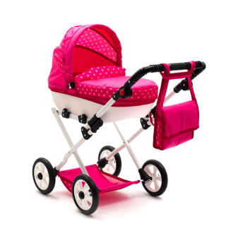 Dětský kočárek pro panenky New Baby COMFORT růžový Puntíky